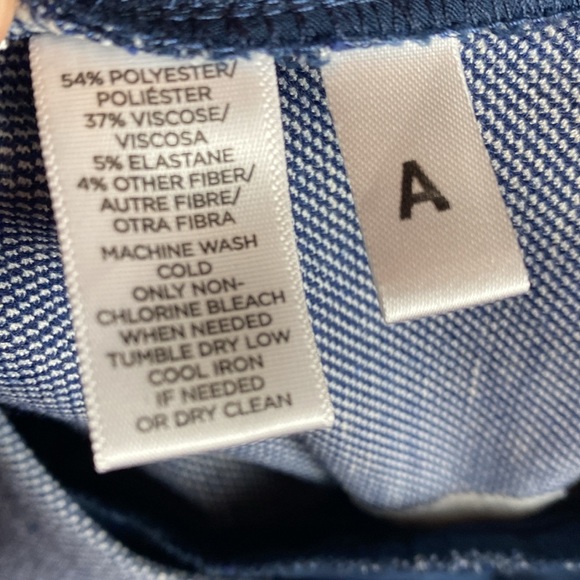 Loft Marisa High Waist Pants Blue Chevron Herringbone Pattern SZ 14 Business - Picture 13 of 15